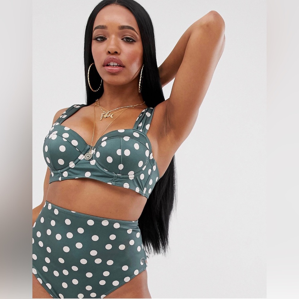 ASOS high waist polka dot bikini set